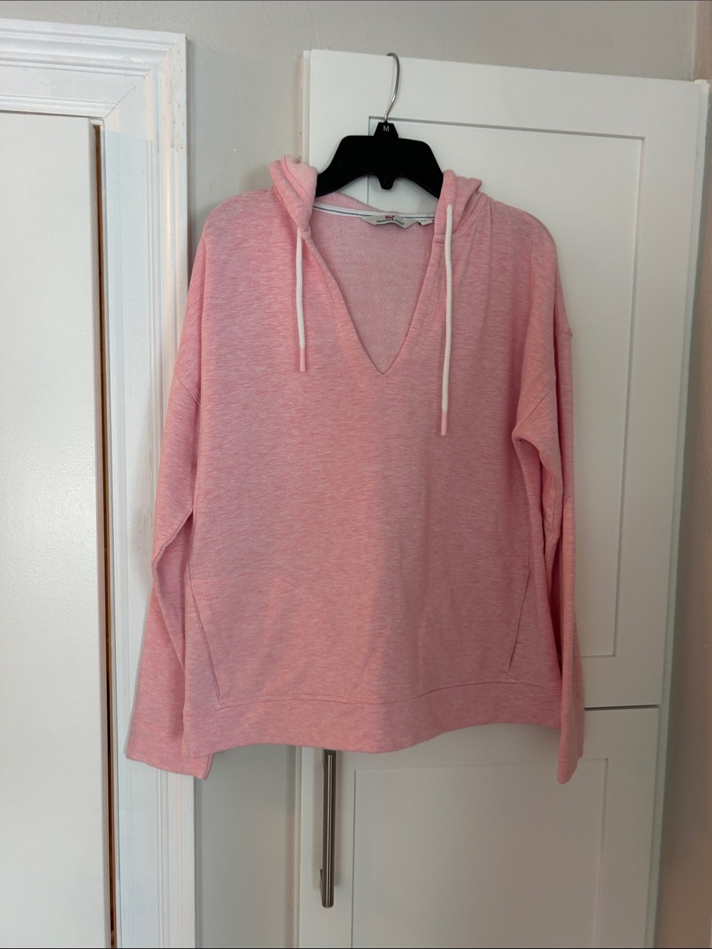Vineyard Vines Heathered Pink V-Neck Drawstring Hoodie